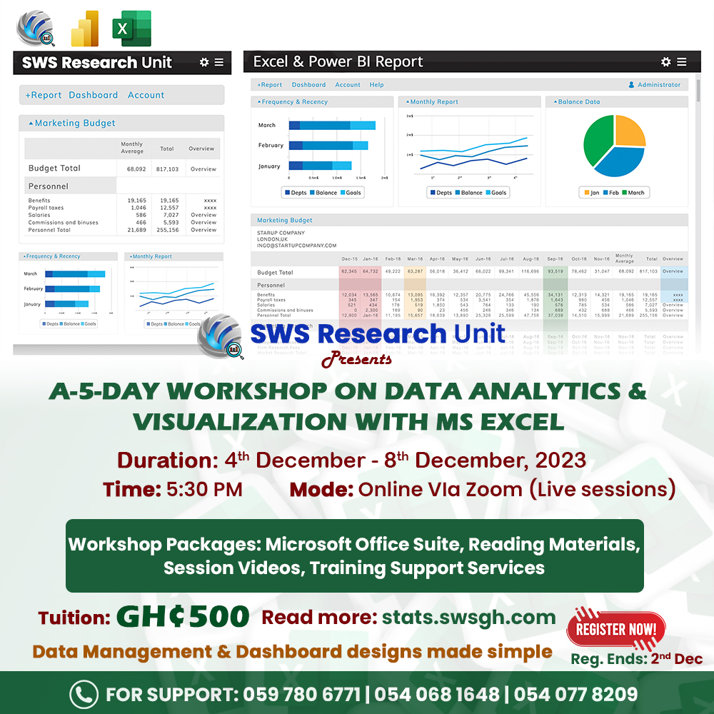 Workshop on data analytics and visualization with Microsoft Excel